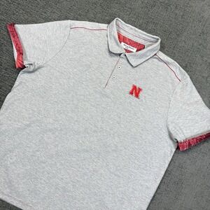 Tommy Bahama Island Zone Polo Shirt Mens XXL Gray Nebraska Huskers Pima Cotton